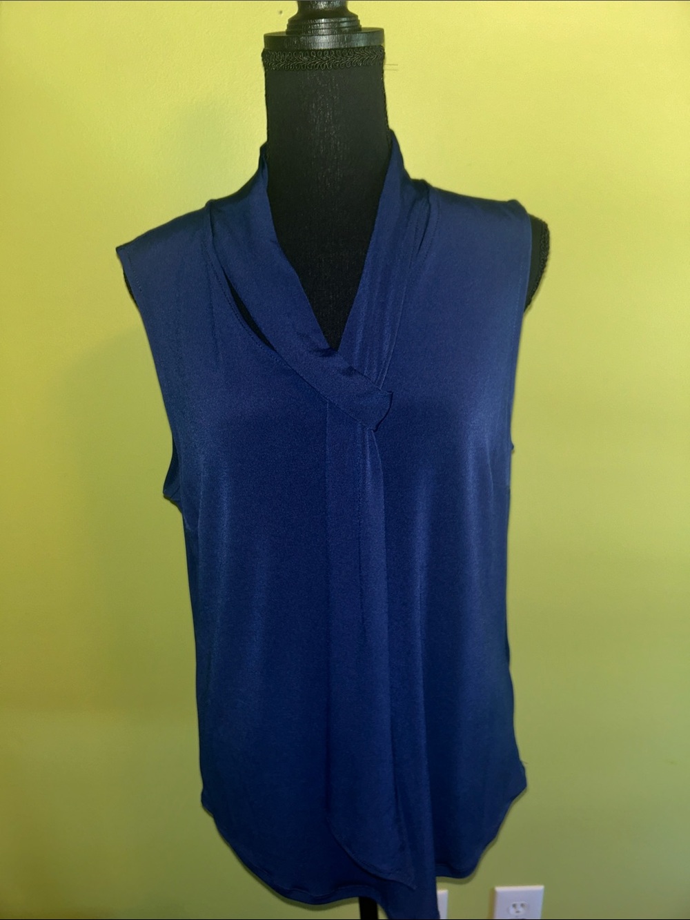 DKNY Sleeveless Knot-Front Drape Top - Navy
